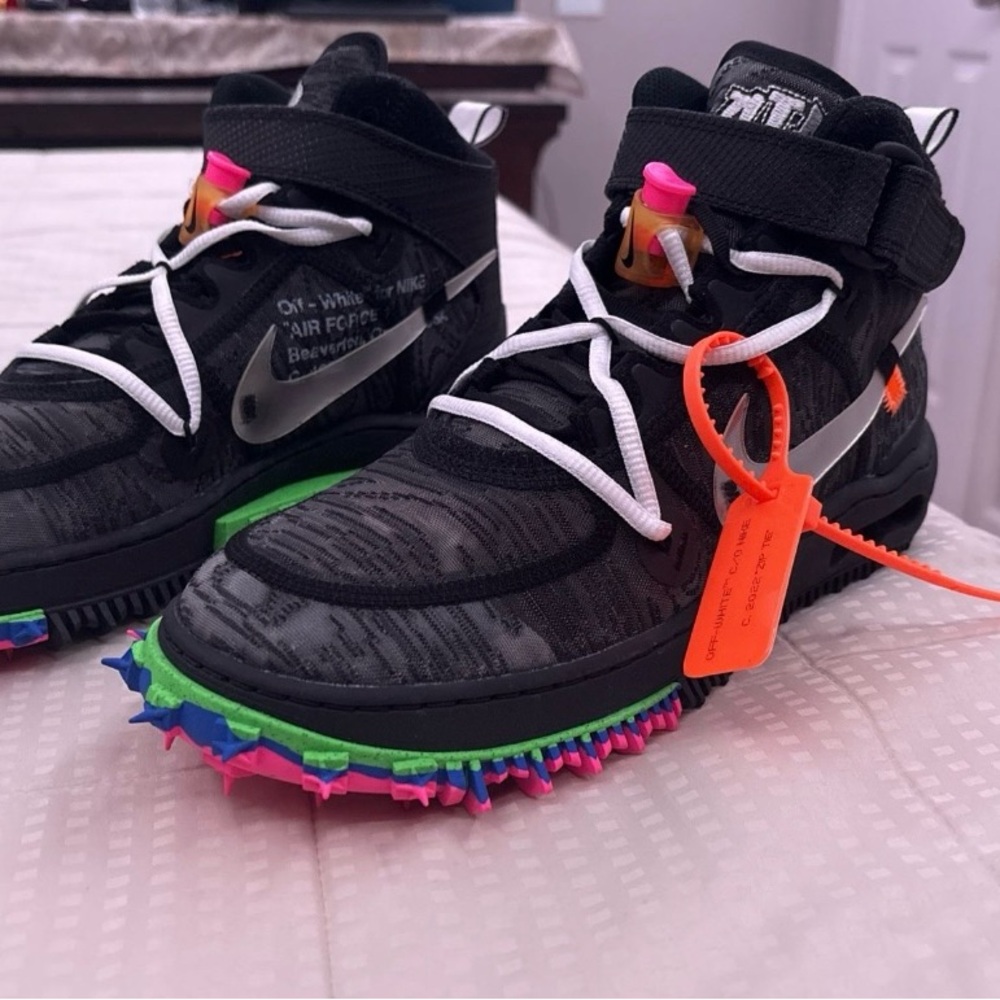 Off-White Black and Multicolor Spiked Sneakers